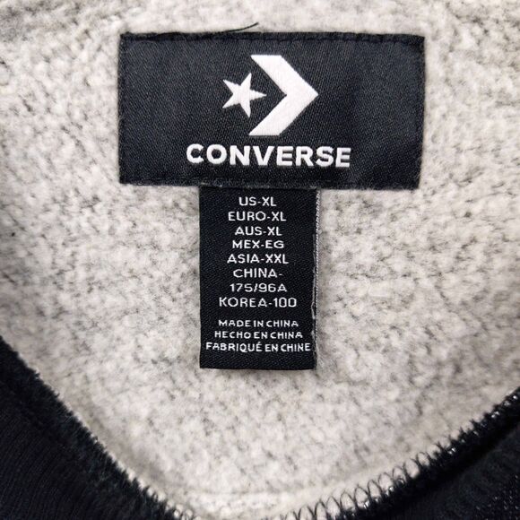 Converse Women’s XL Black Gray Metallic Logo Sweatshirt Fleece Lined Pullover - Picture 9 of 11